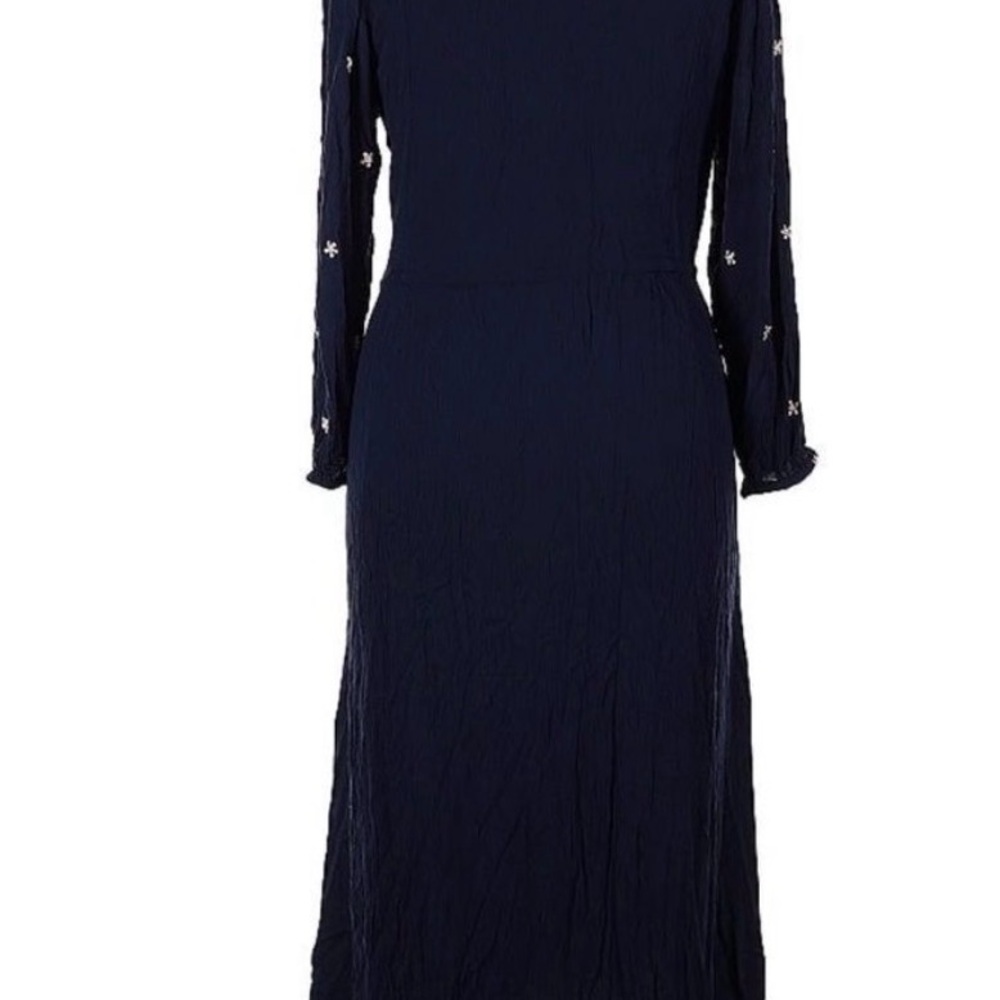 NATURAL LIFE Navy Maxi Dress, Duster, Embroidery, crunchy, - Picture 8 of 9